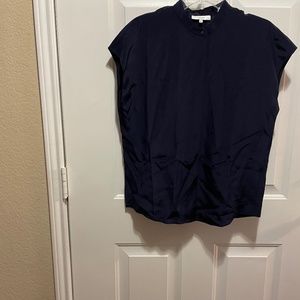 Vince. Navy Blue Silk Blouse